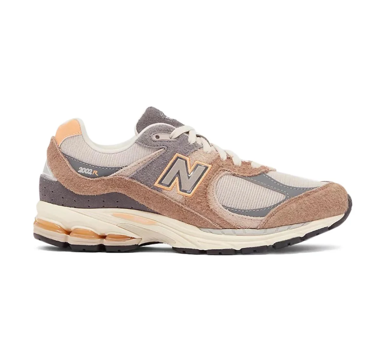 New Balance 2002R Tan & Gray Low-Top Sneakers with Cream Mesh