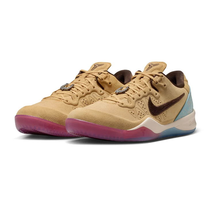Nike Kobe Tan Low-Top Sneakers with Brown Swoosh & Pastel Accents