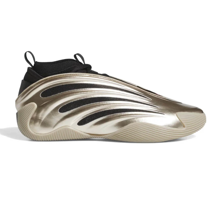 Metallic Champagne & Black Sculpted Sneakers with Cutout Panels
