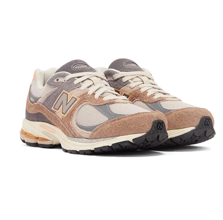 New Balance 2002R Tan & Gray Low-Top Sneakers with Cream Mesh