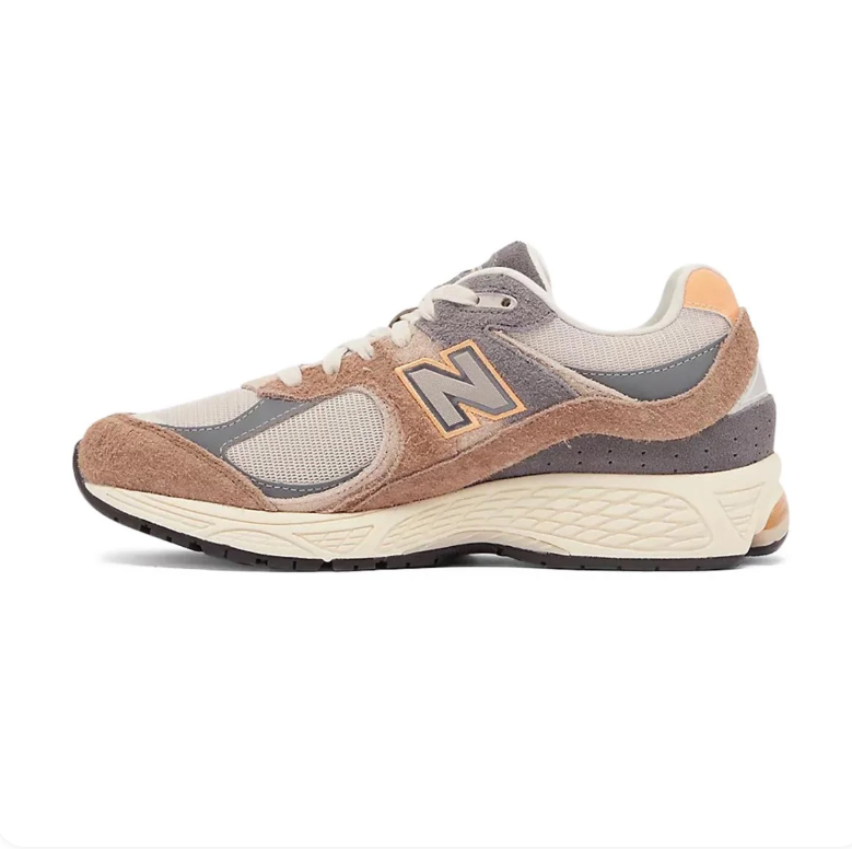 New Balance 2002R Tan & Gray Low-Top Sneakers with Cream Mesh