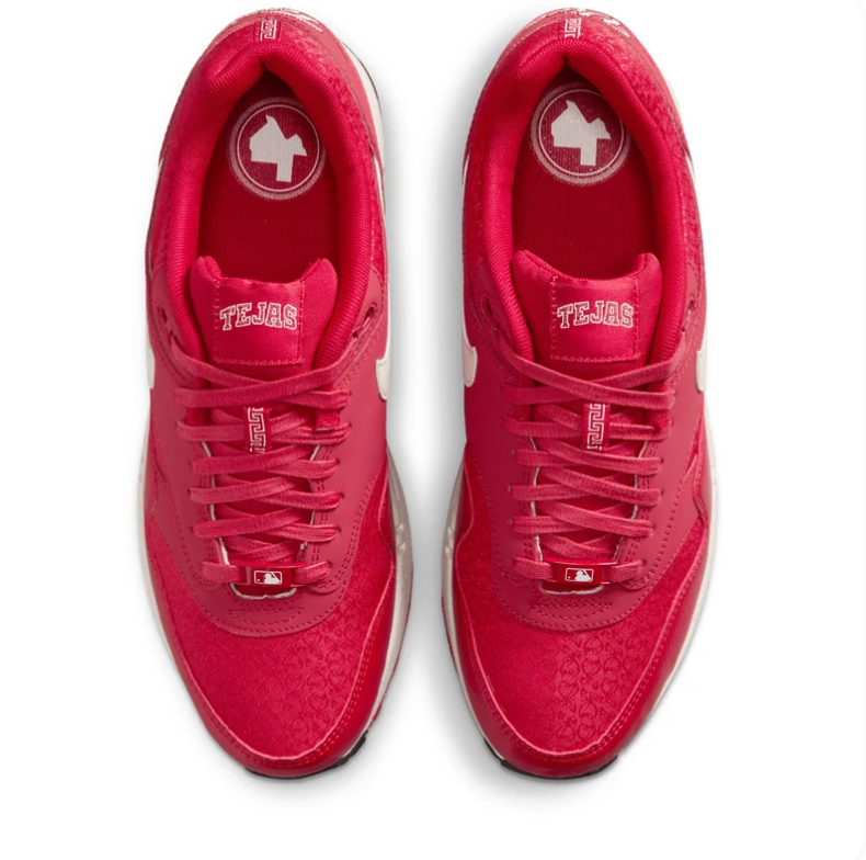 Nike Air Max Red Low-Top Sneakers with Cream Swoosh & Viva Tejas Details