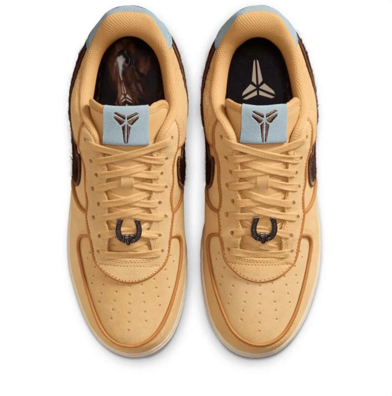 Nike Wheat & Dark Brown Low-Top Sneakers with Pale Blue Accents