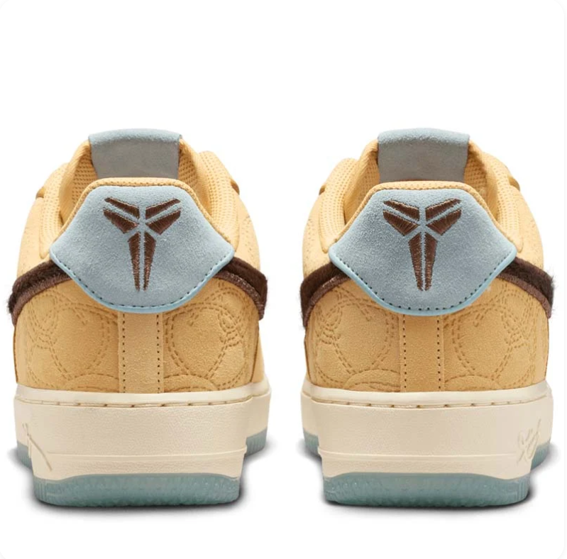 Nike Wheat & Dark Brown Low-Top Sneakers with Pale Blue Accents