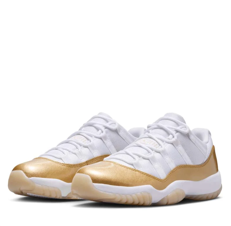 Air Jordan White & Metallic Gold Low-Top Sneakers