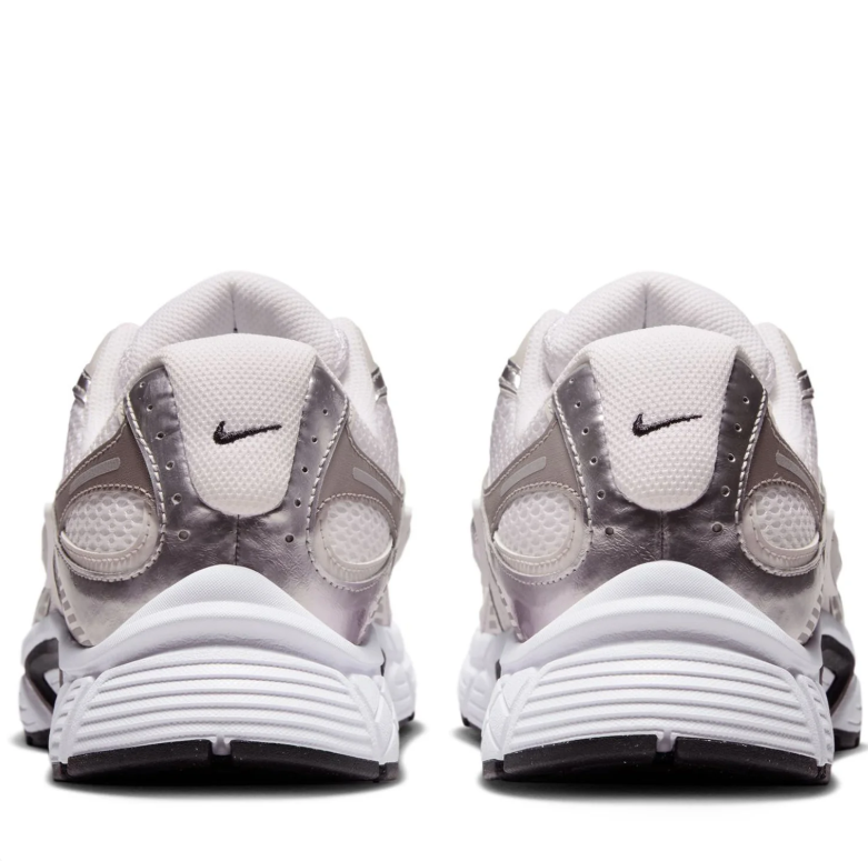 Nike Metallic Silver & White Mesh Low-Top Sneakers with Black Accents