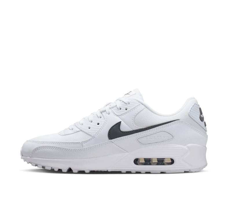 Nike Air Max White Low-Top Sneakers with Dark Gray Swoosh