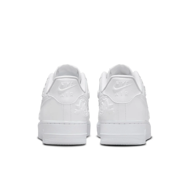 Nike All-White Low-Top Sneakers with Raised Rose Details