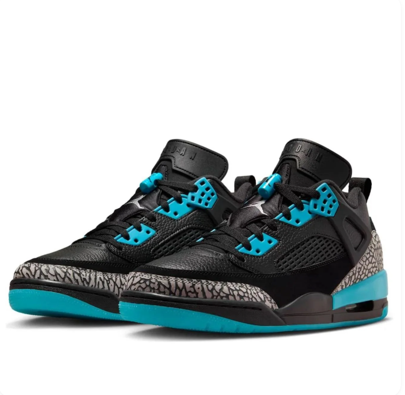 Air Jordan Black & Turquoise Sneakers with Elephant-Print Details