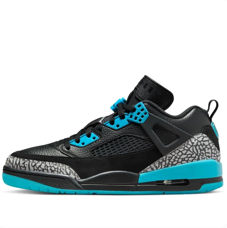 Air Jordan Black & Turquoise Sneakers with Elephant-Print Details