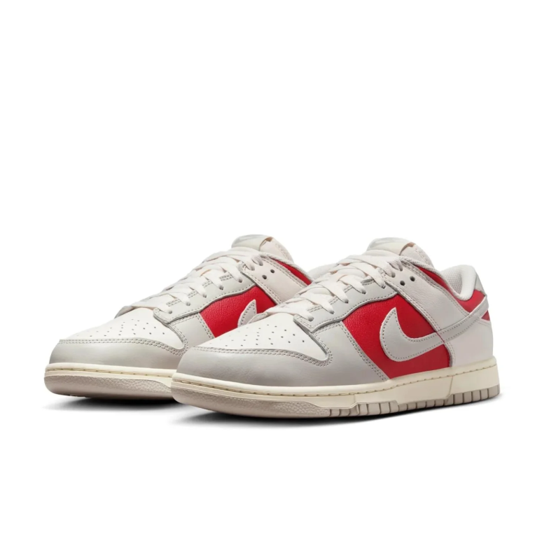 Nike White & Light Gray Low-Top Sneakers with Red Panels