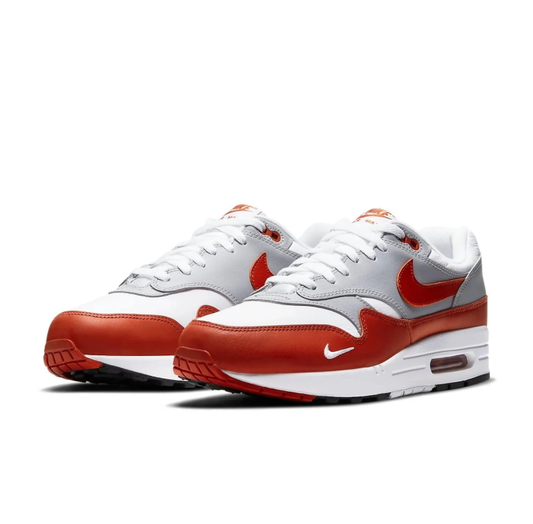Nike Air Max White & Gray Low-Top Sneakers with Rust Red Accents