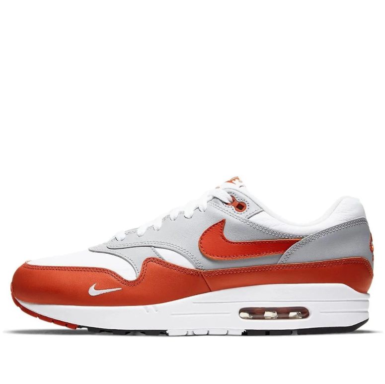 Nike Air Max White & Gray Low-Top Sneakers with Rust Red Accents