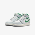 Air Jordan White & Light Gray Mid-Top Sneakers with Green Accents