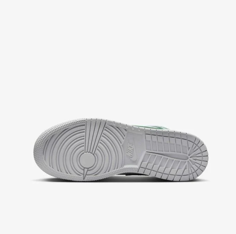 Air Jordan White & Light Gray Mid-Top Sneakers with Green Accents