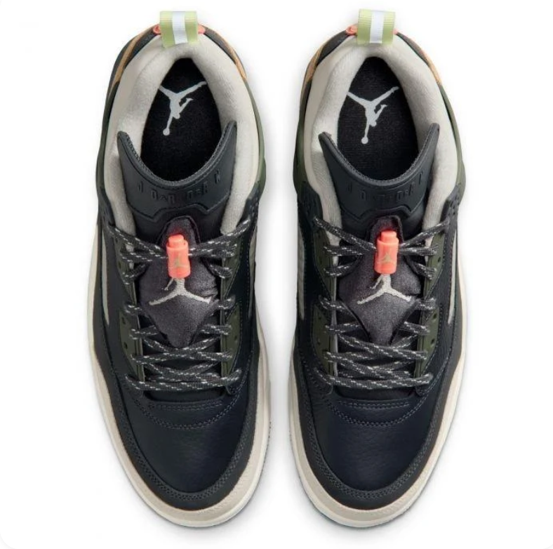 Air Jordan Black & Tan Sneakers with Olive and Coral Accents