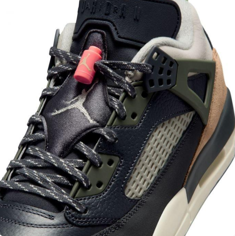 Air Jordan Black & Tan Sneakers with Olive and Coral Accents