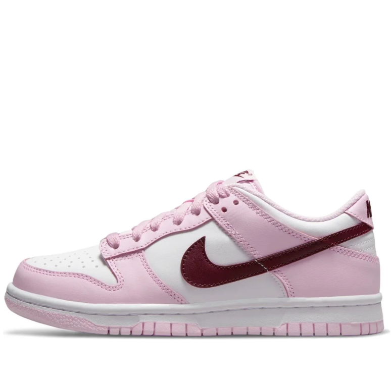Nike Pink & White Low-Top Sneakers with Burgundy Swoosh