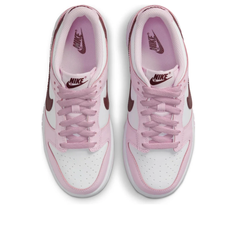 Nike Pink & White Low-Top Sneakers with Burgundy Swoosh