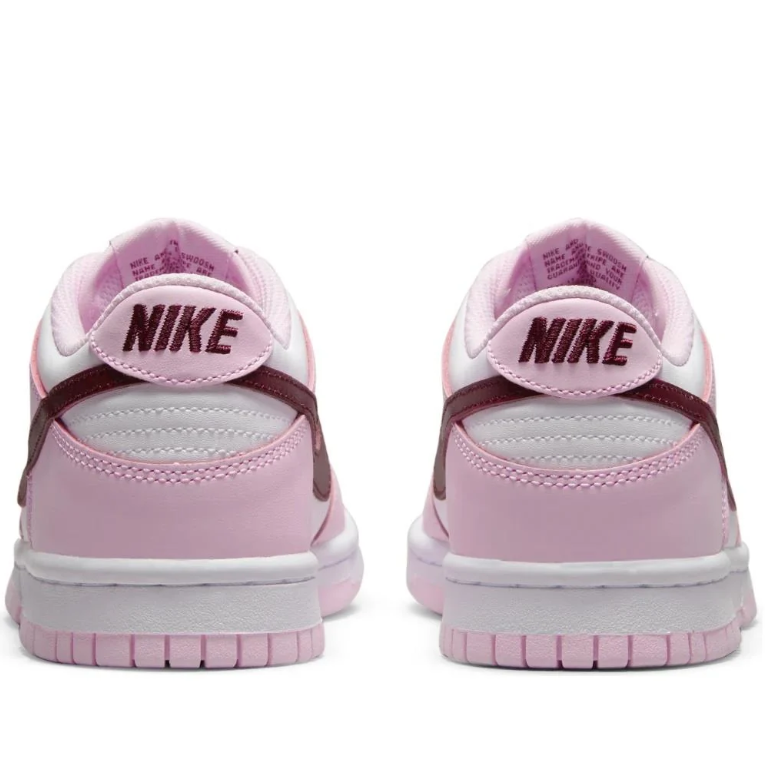 Nike Pink & White Low-Top Sneakers with Burgundy Swoosh
