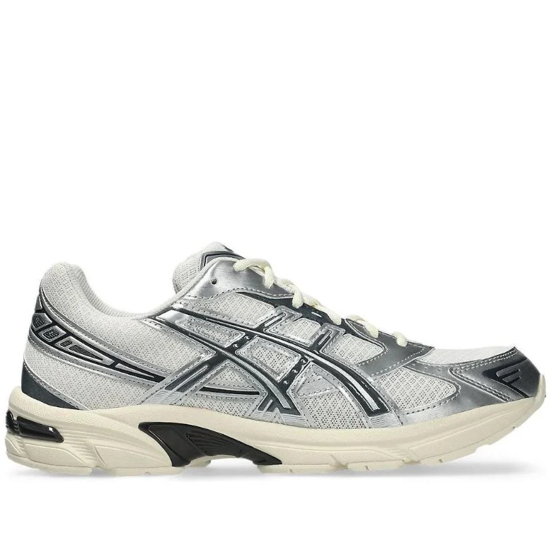 ASICS Silver & White Low-Top Sneakers with Black Accents