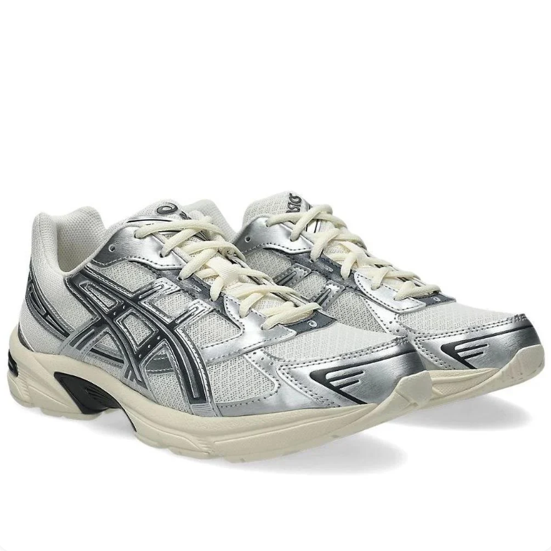 ASICS Silver & White Low-Top Sneakers with Black Accents