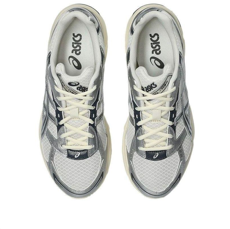 ASICS Silver & White Low-Top Sneakers with Black Accents