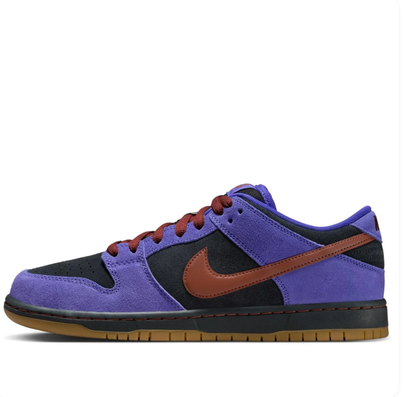 Nike SB Purple & Black Low-Top Sneakers with Rust Brown Accents