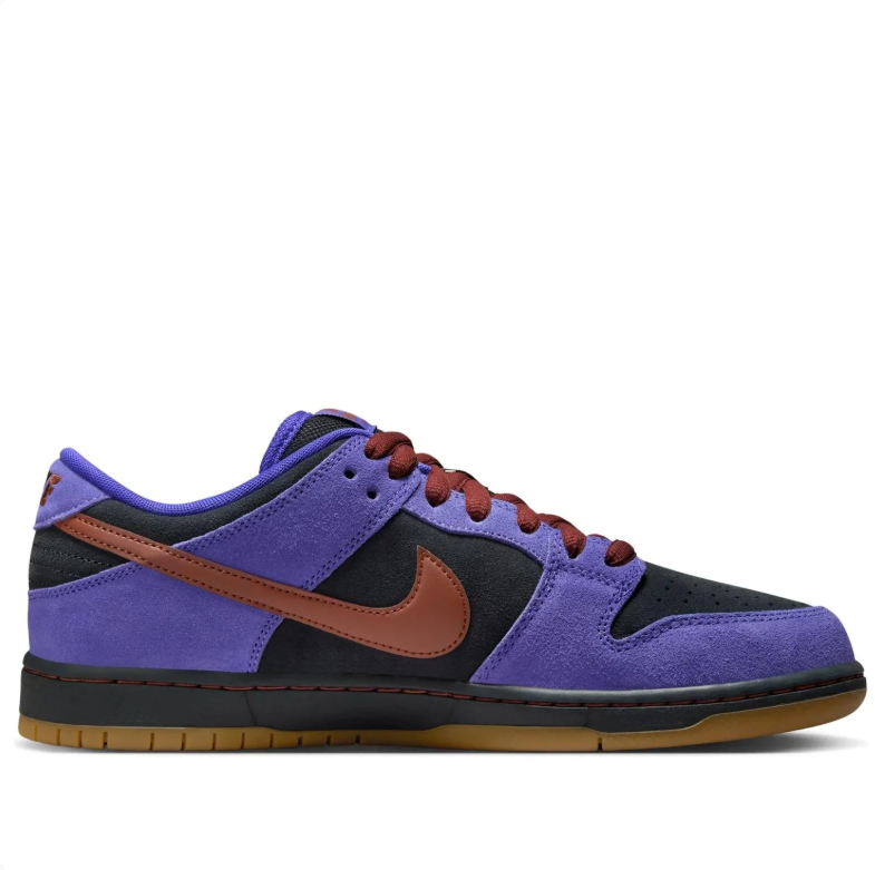 Nike SB Purple & Black Low-Top Sneakers with Rust Brown Accents