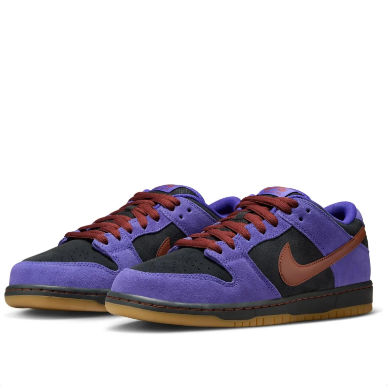 Nike SB Purple & Black Low-Top Sneakers with Rust Brown Accents
