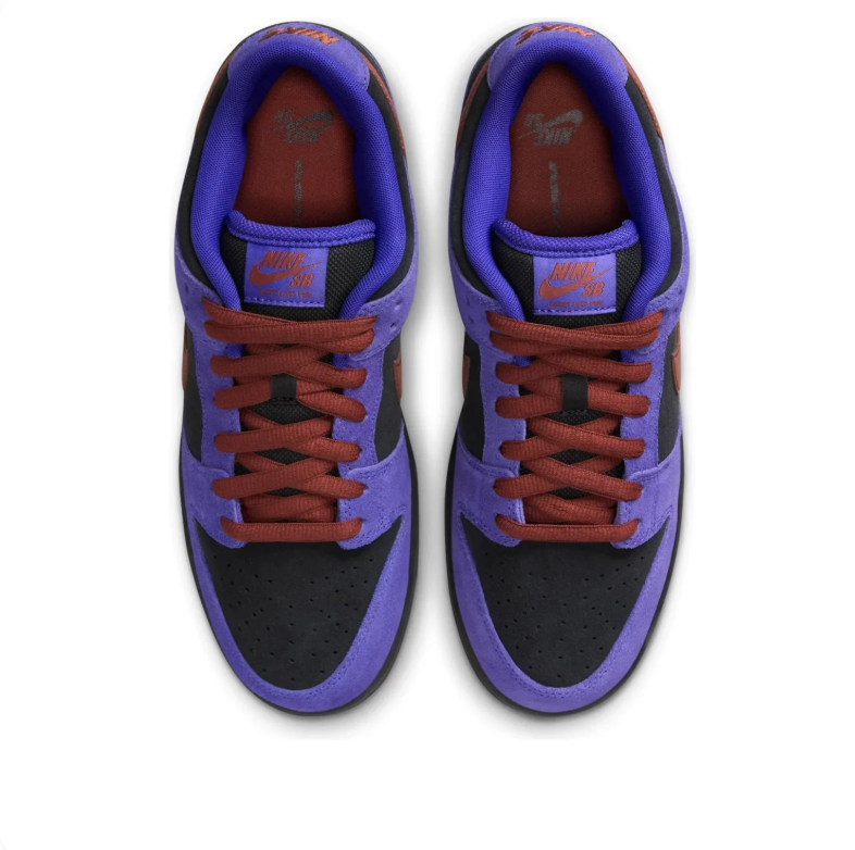 Nike SB Purple & Black Low-Top Sneakers with Rust Brown Accents