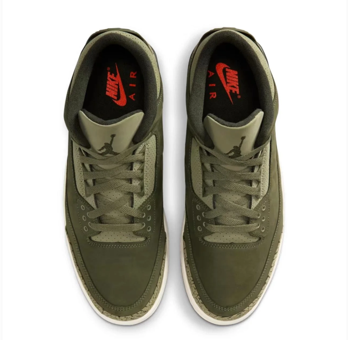 Air Jordan Olive Green Sneakers with Elephant-Print Details