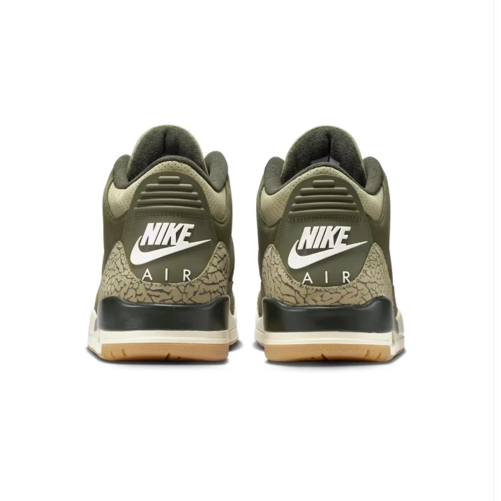 Air Jordan Olive Green Sneakers with Elephant-Print Details