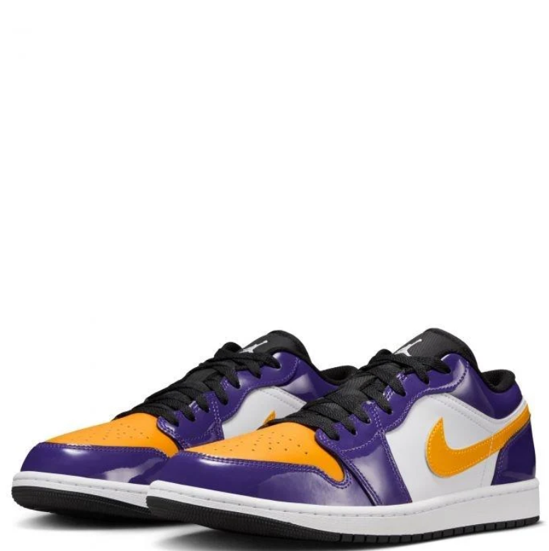 Air Jordan Purple, Gold & White Low-Top Sneakers