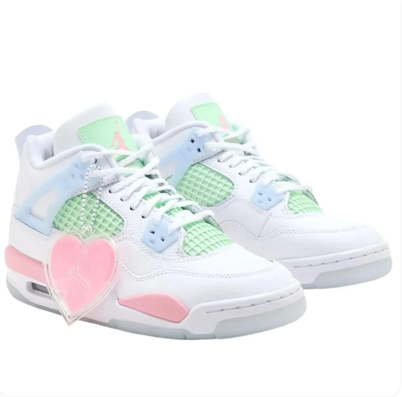 Air Jordan White Sneakers with Pastel Pink, Mint & Blue Accents