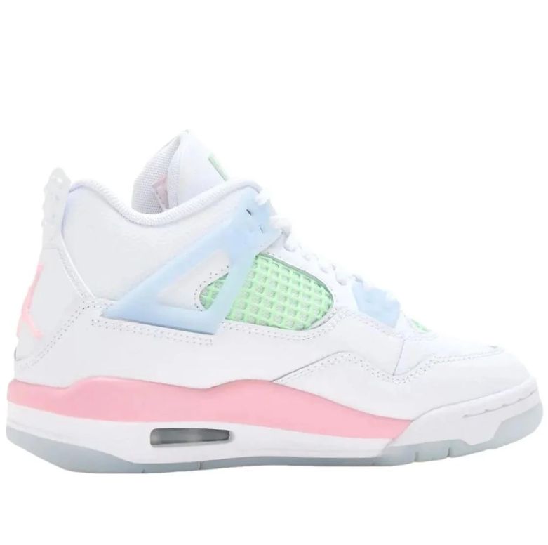 Air Jordan White Sneakers with Pastel Pink, Mint & Blue Accents