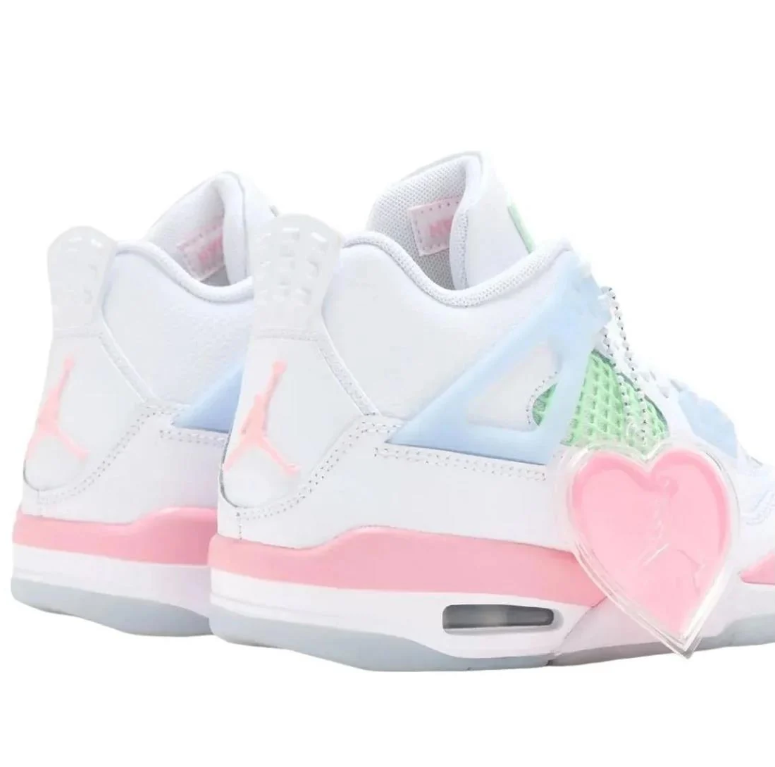 Air Jordan White Sneakers with Pastel Pink, Mint & Blue Accents