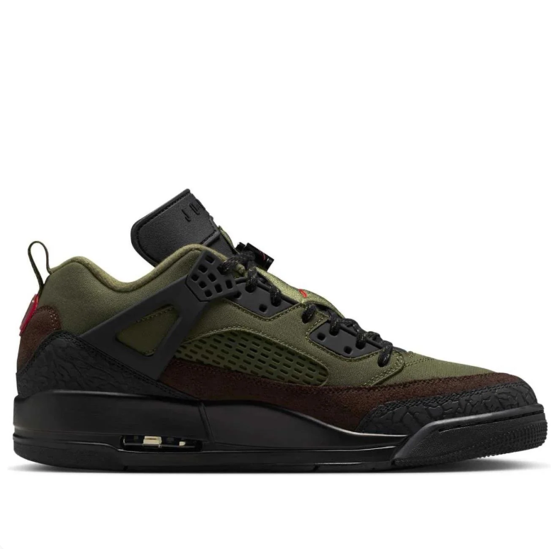 Air Jordan Olive & Brown Sneakers with Black and Red Accents