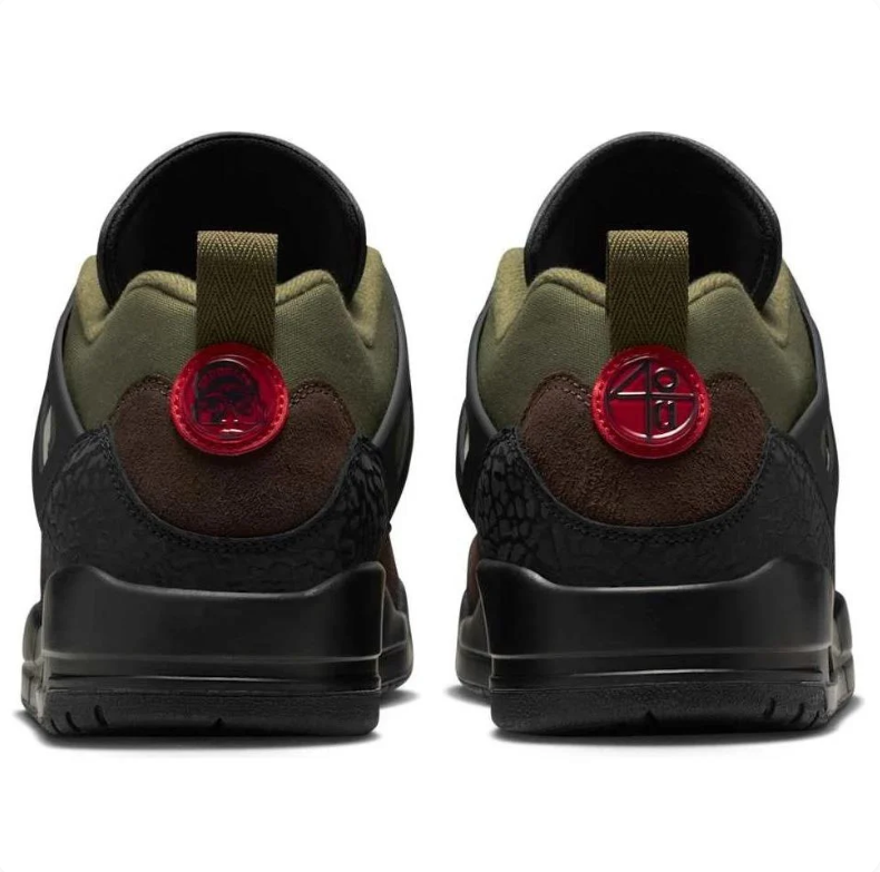 Air Jordan Olive & Brown Sneakers with Black and Red Accents