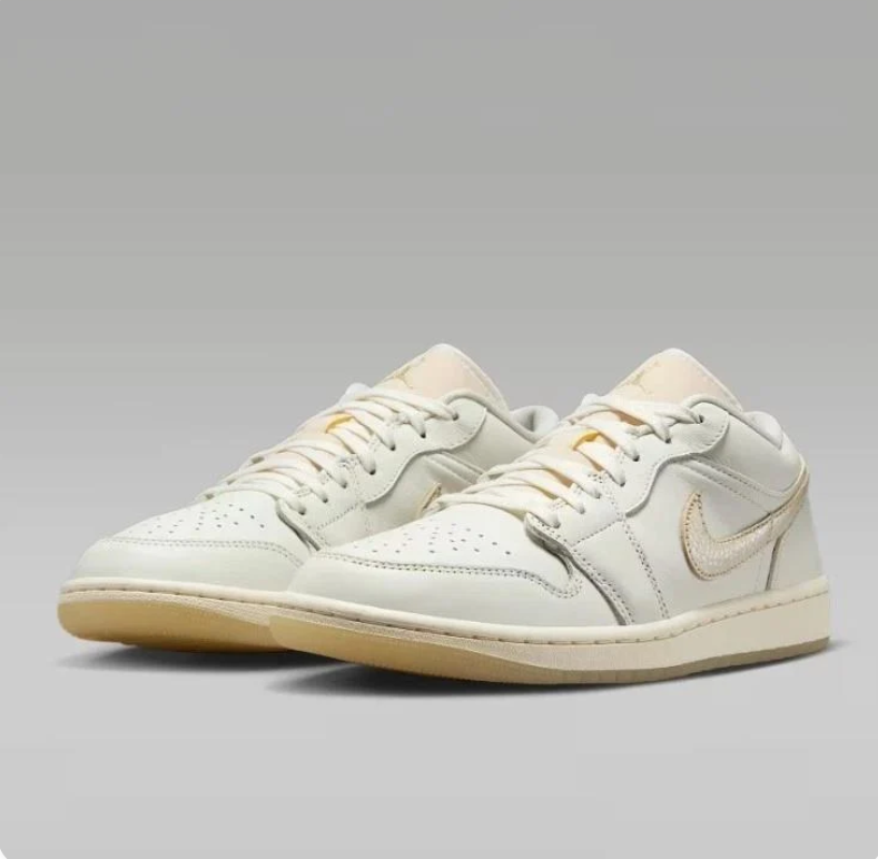 Air Jordan White & Cream Low-Top Sneakers with Gum Outsole