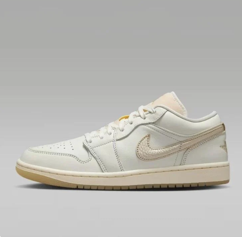 Air Jordan White & Cream Low-Top Sneakers with Gum Outsole