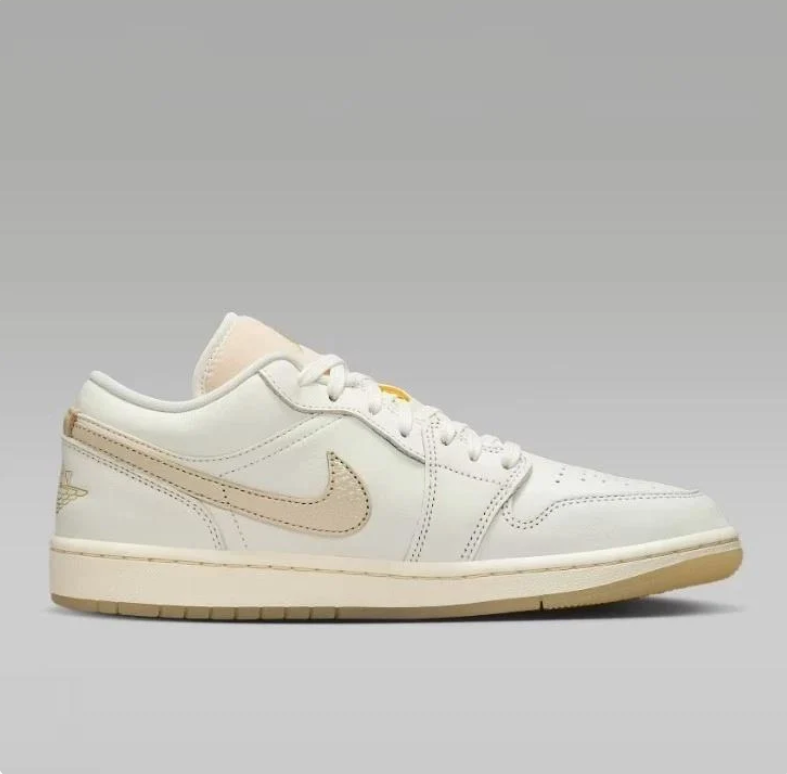 Air Jordan White & Cream Low-Top Sneakers with Gum Outsole