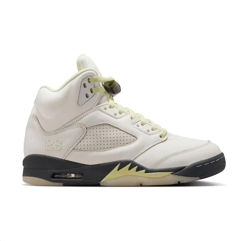 Air Jordan Cream High-Top Sneakers with Black & Pale Yellow Accents