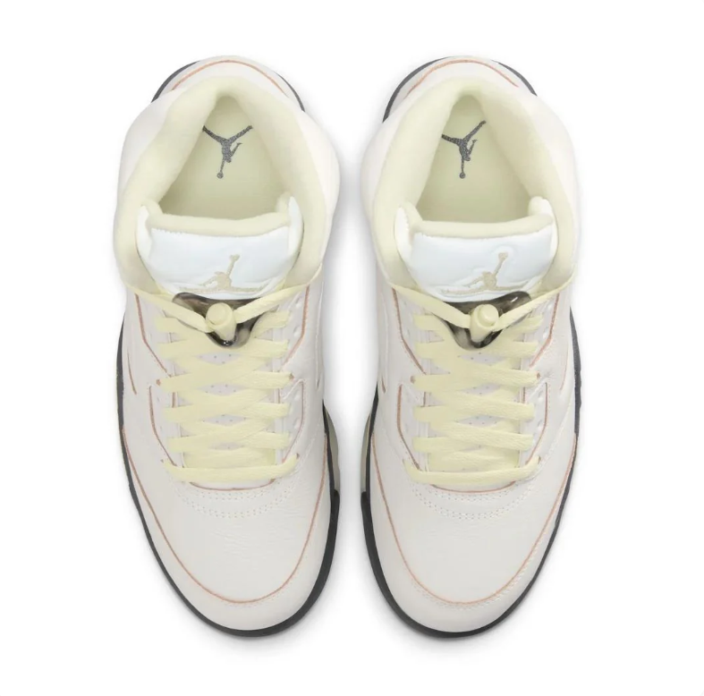 Air Jordan Cream High-Top Sneakers with Black & Pale Yellow Accents