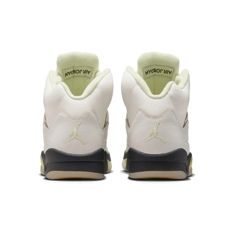 Air Jordan Cream High-Top Sneakers with Black & Pale Yellow Accents