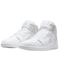 Air Jordan White Mid-Top Sneakers with Metallic Silver Accents