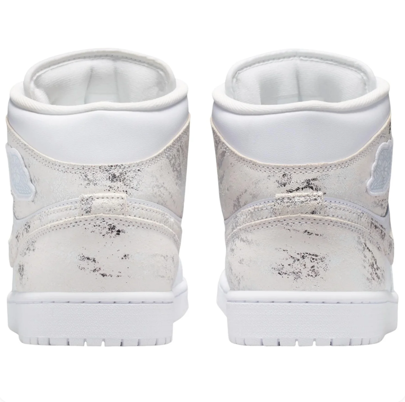 Air Jordan White Mid-Top Sneakers with Metallic Silver Accents