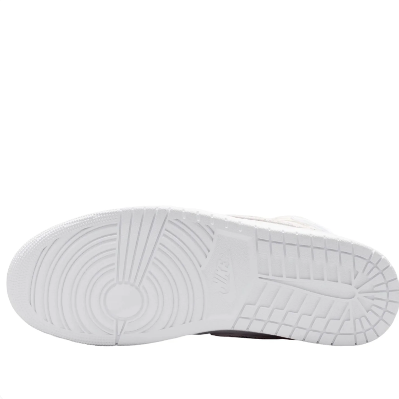 Air Jordan White Mid-Top Sneakers with Metallic Silver Accents