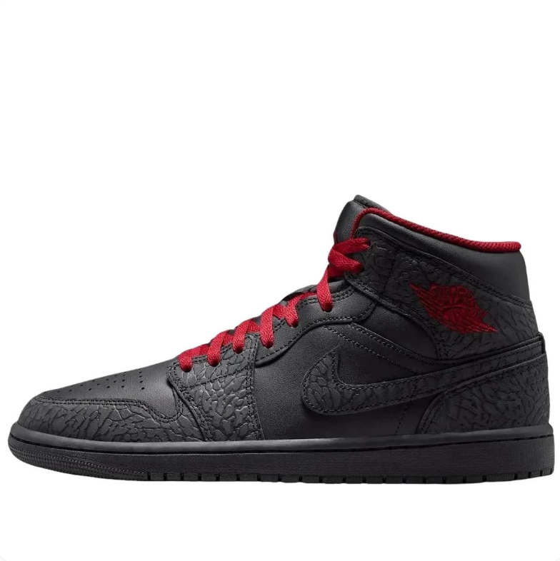 Air Jordan Black & Charcoal Mid-Top Sneakers with Red Laces