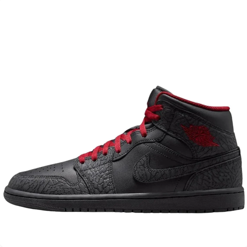 Air Jordan Black & Charcoal Mid-Top Sneakers with Red Laces